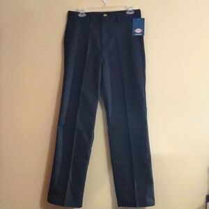 New Dickies Navy boys flat front classic fit straight leg‎ pants 16 husky